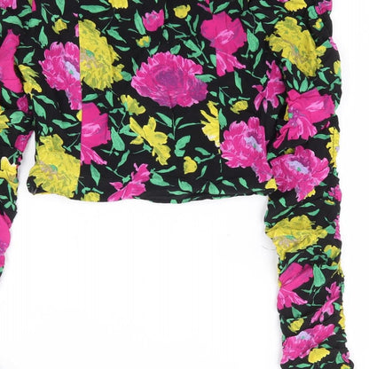 Womens UK Size S Zara Multicoloured Cropped Blouse