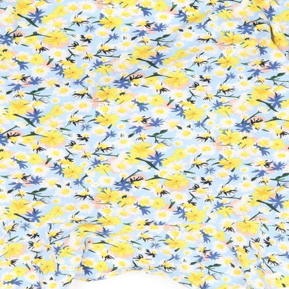 Quiz Womens Blue Floral Polyester Basic Blouse Size 14 V-Neck - Tie Front