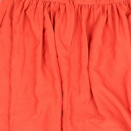 H&M Womens Orange Polyester Flare Skirt Size 6 Zip - Paperbag Waist