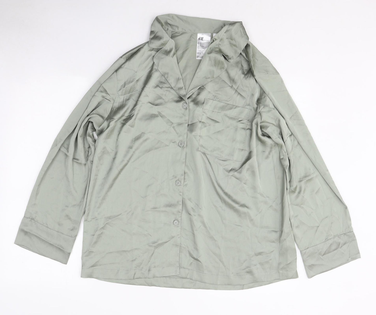 Womens UK Size M H&M Green Basic Button-Up