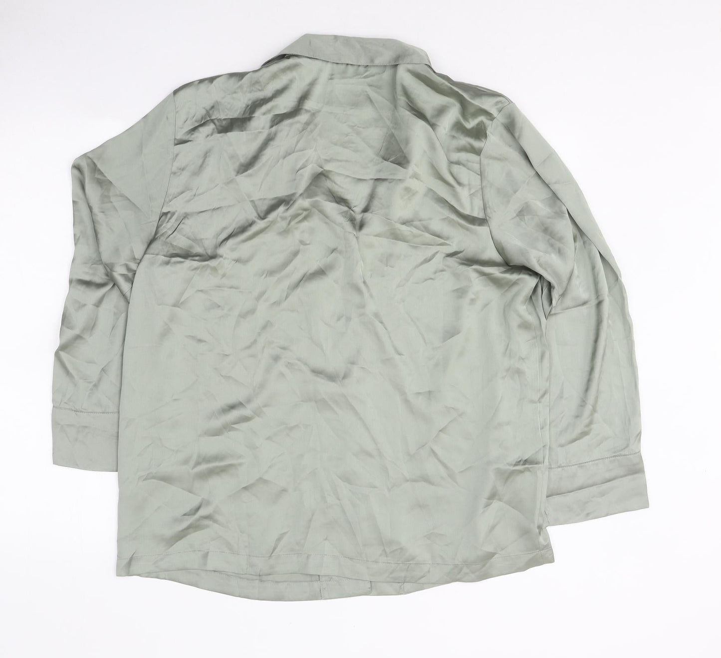Womens UK Size M H&M Green Basic Button-Up