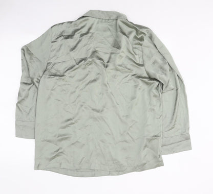 Womens UK Size M H&M Green Basic Button-Up