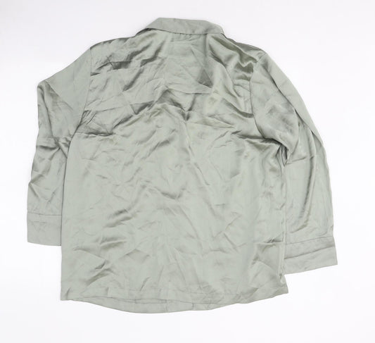 Womens UK Size M H&M Green Basic Button-Up