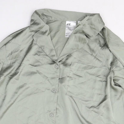 Womens UK Size M H&M Green Basic Button-Up