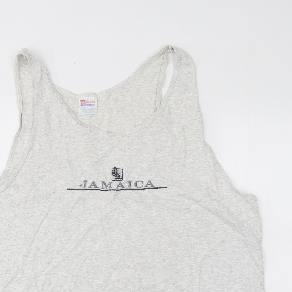 Mens UK Size 2XL Hanes Grey  Button-Up Sleeveless Casual Shirt
