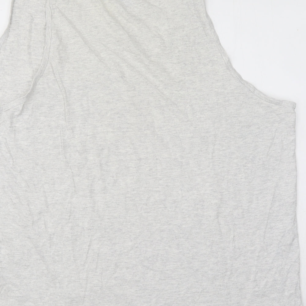 Mens UK Size 2XL Hanes Grey  Button-Up Sleeveless Casual Shirt