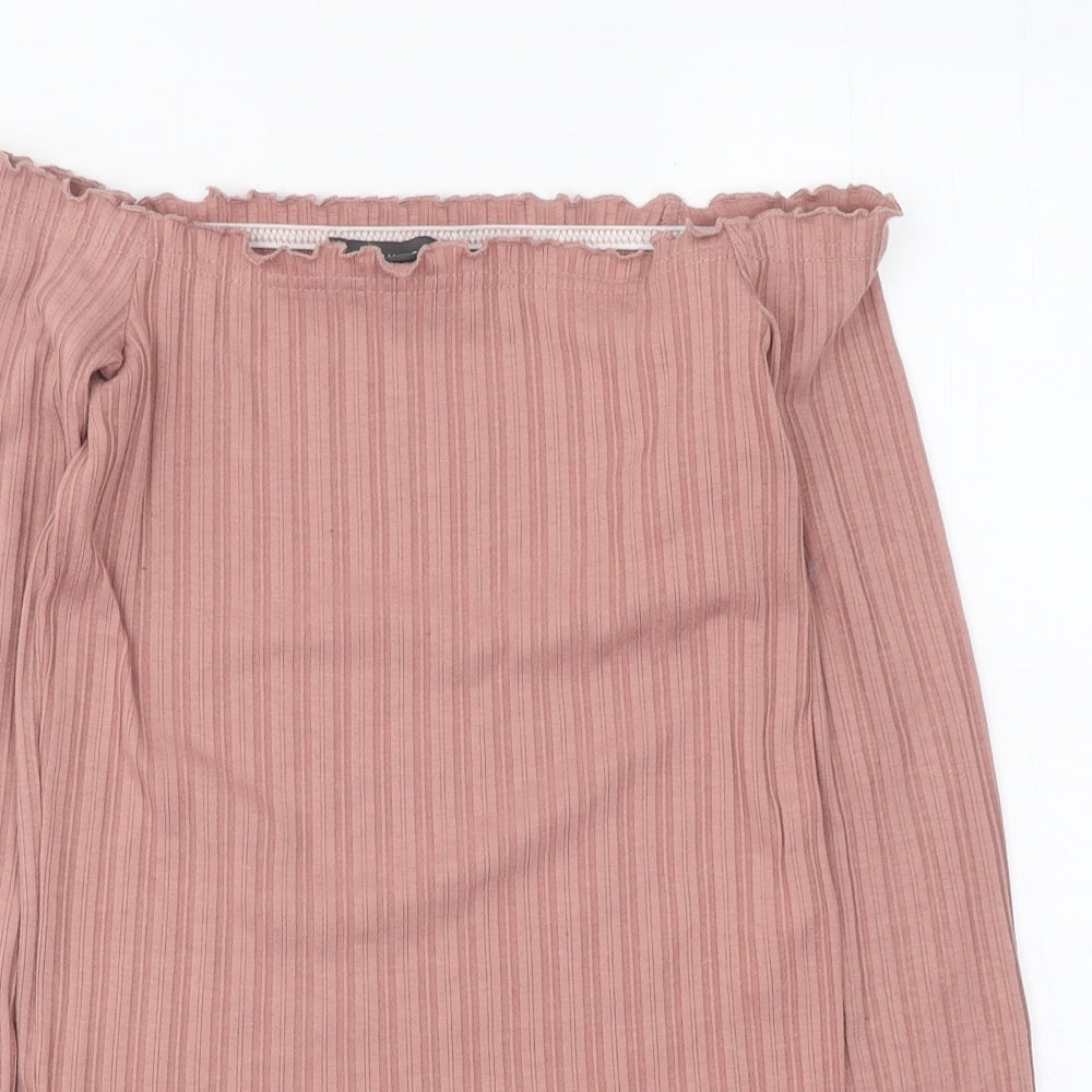 Primark Womens Pink Polyester Basic T-Shirt Size S Off the Shoulder