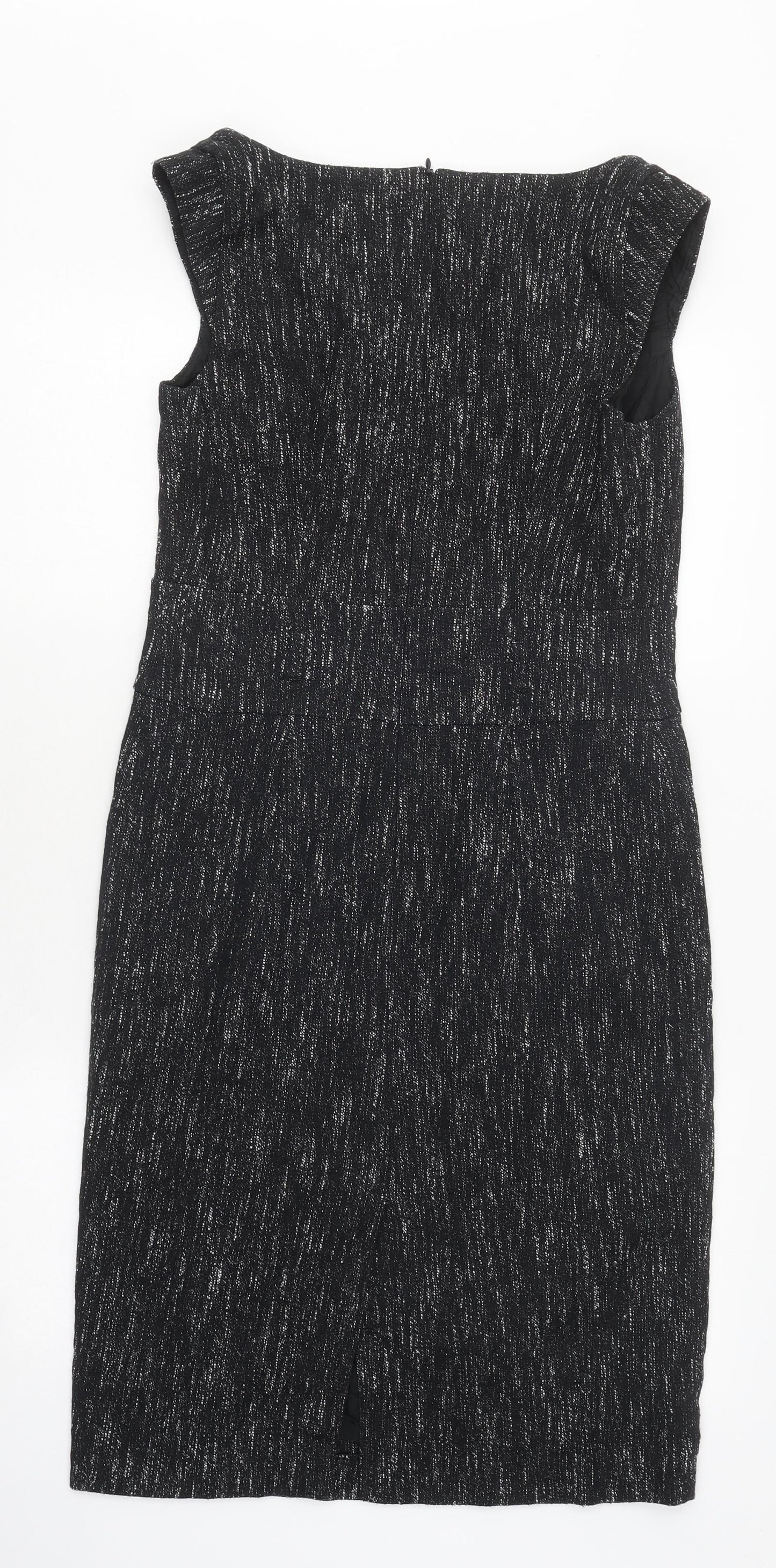 Principles Womens Black Herringbone Cotton A-Line Size 12 Scoop Neck Zip