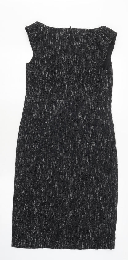 Principles Womens Black Herringbone Cotton A-Line Size 12 Scoop Neck Zip