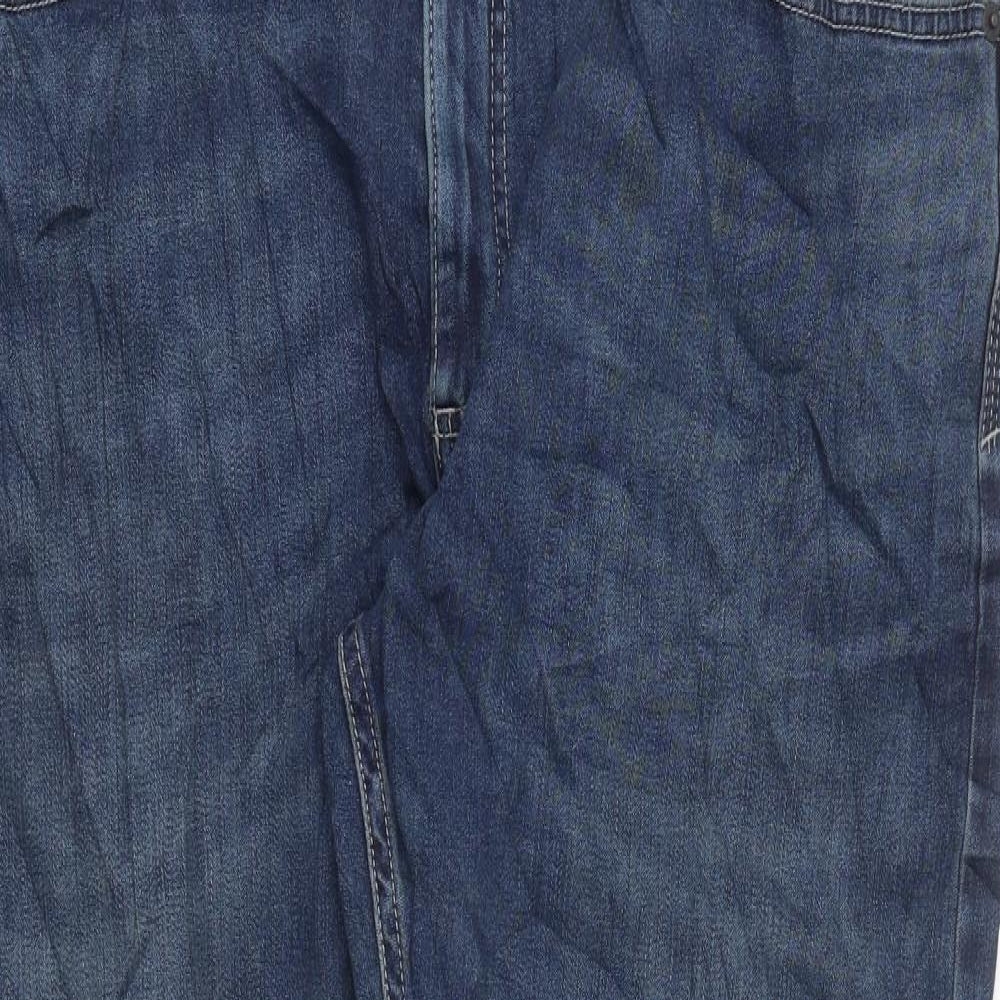 Marks and Spencer Mens Blue Cotton Straight Jeans Size XL L31 in Regular Zip