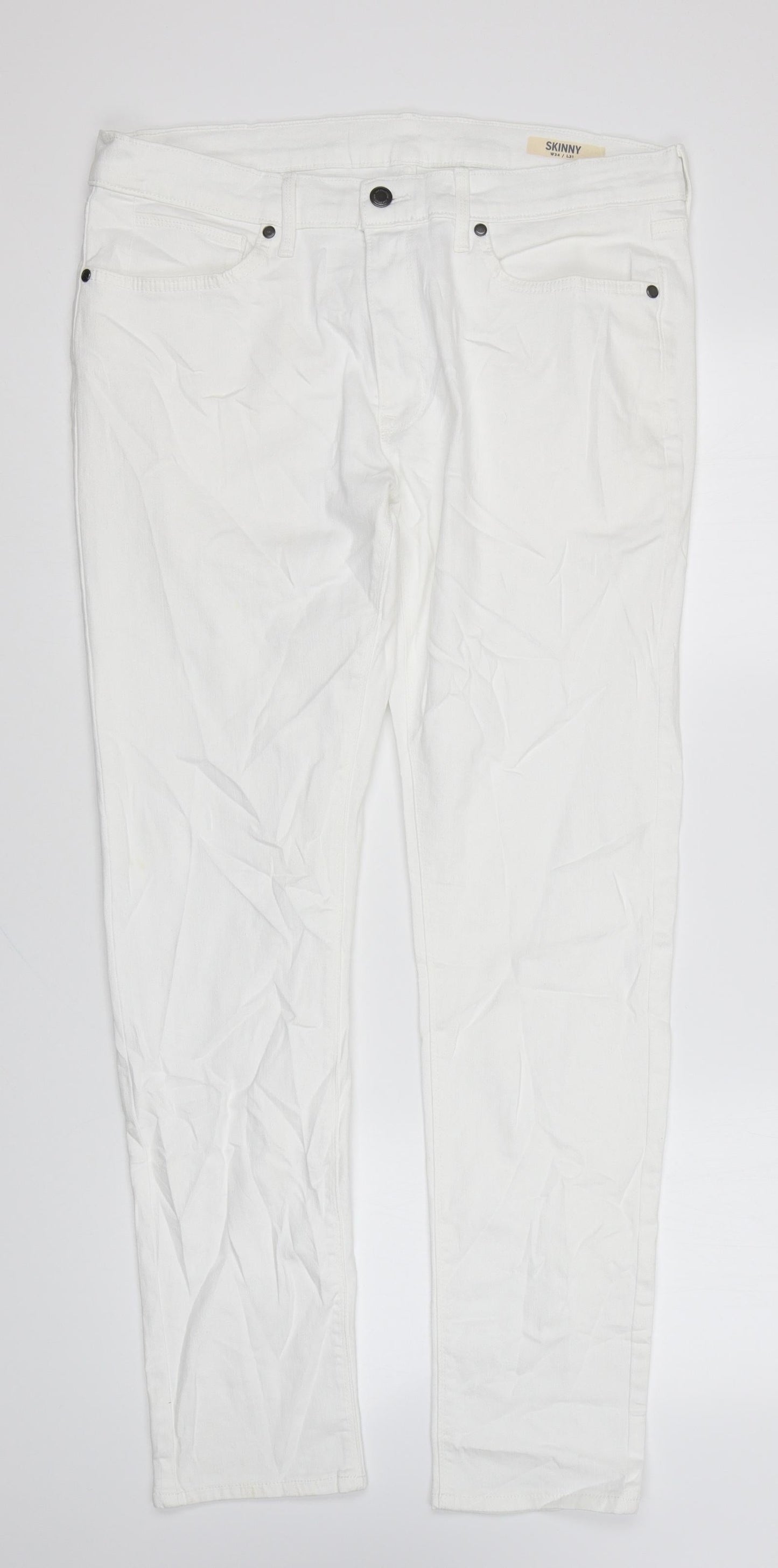 Womens UK Size 34 in Marks and Spencer Regular Fit Skinny White Jeans