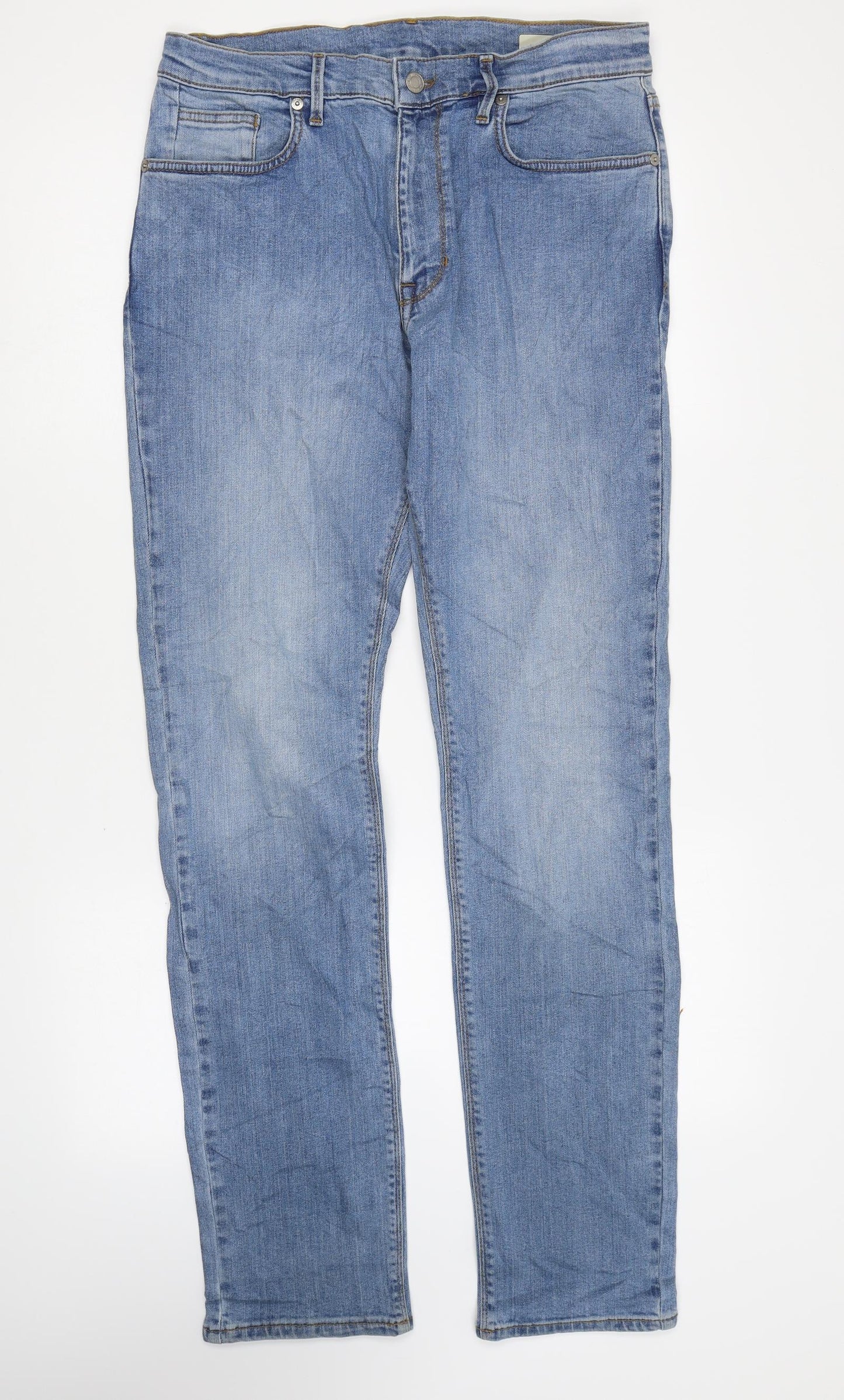 Marks and Spencer Womens Blue Cotton Skinny Jeans Size 30 in L33 in Regular Zip
