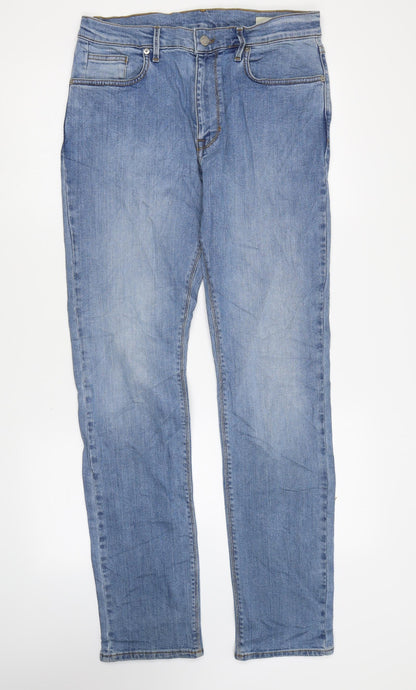 Marks and Spencer Womens Blue Cotton Skinny Jeans Size 30 in L33 in Regular Zip
