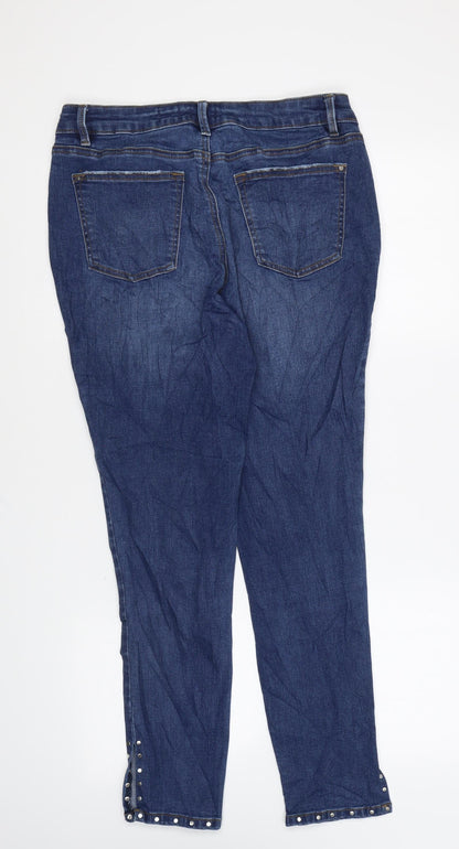 TU Womens Blue Cotton Skinny Jeans Size 12 L27 in Regular Zip