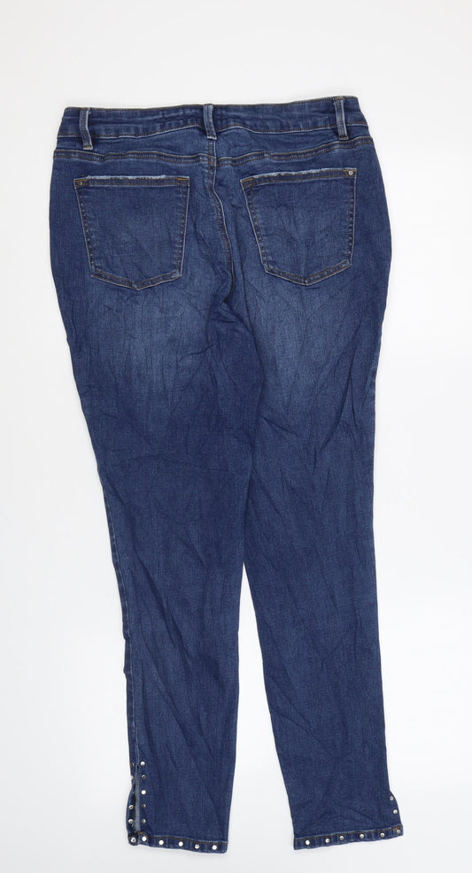TU Womens Blue Cotton Skinny Jeans Size 12 L27 in Regular Zip