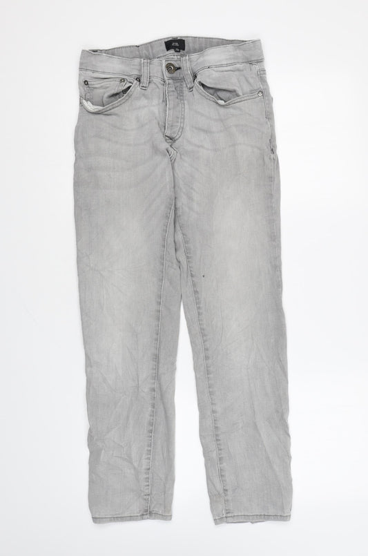 Topshop Womens Grey Cotton Skinny Jeans Size 28 in L27 in Regular Zip