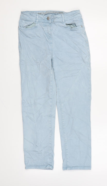 NEXT Womens Blue Cotton Skinny Jeans Size 8 L22 in Regular Zip