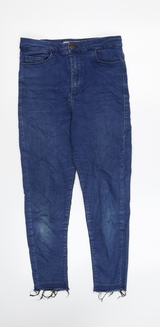 Topshop Womens Blue Cotton Skinny Jeans Size 28 in L22 in Regular Zip