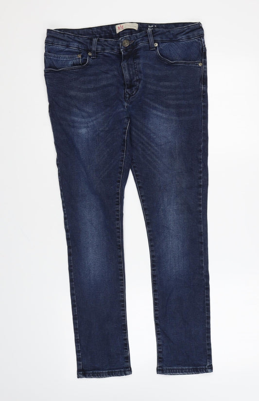 River Island Womens Blue Cotton Skinny Jeans Size 32 in L30 in Regular Zip