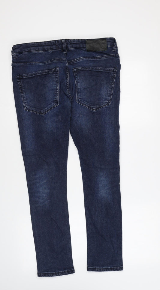 River Island Womens Blue Cotton Skinny Jeans Size 32 in L30 in Regular Zip
