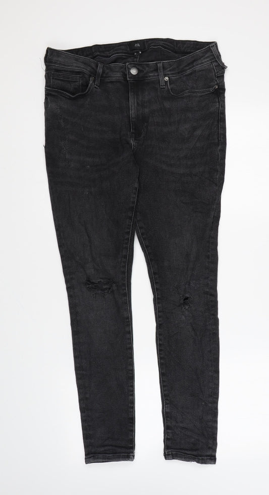River Island Womens Black Cotton Skinny Jeans Size 30 in L26 in Regular Zip