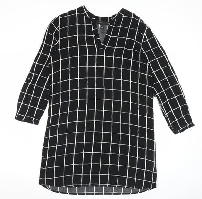 Atmosphere Womens Beige Plaid Viscose A-Line Size 12 V-Neck Pullover