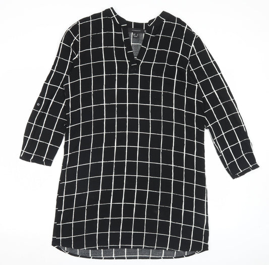 Atmosphere Womens Beige Plaid Viscose A-Line Size 12 V-Neck Pullover