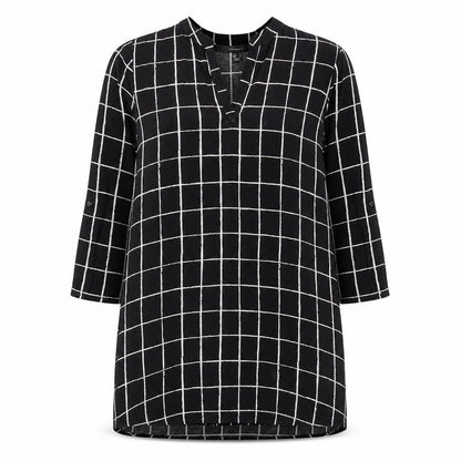 Atmosphere Womens Beige Plaid Viscose A-Line Size 12 V-Neck Pullover