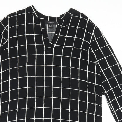 Atmosphere Womens Beige Plaid Viscose A-Line Size 12 V-Neck Pullover