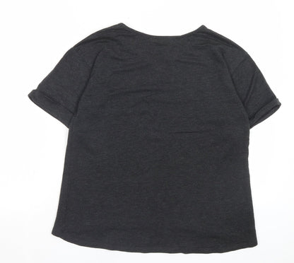 Red Haute Womens Grey Viscose Basic T-Shirt Size S Crew Neck