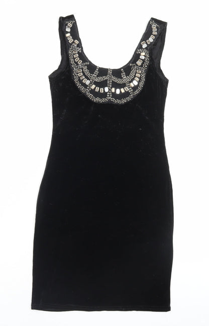 New Look Womens Black Polyester Bodycon Size 8 Scoop Neck Pullover