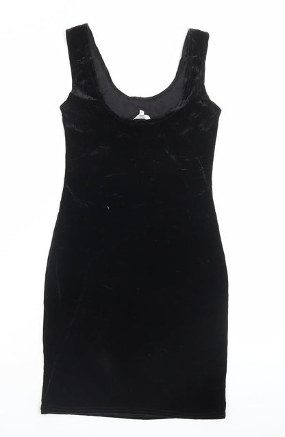New Look Womens Black Polyester Bodycon Size 8 Scoop Neck Pullover