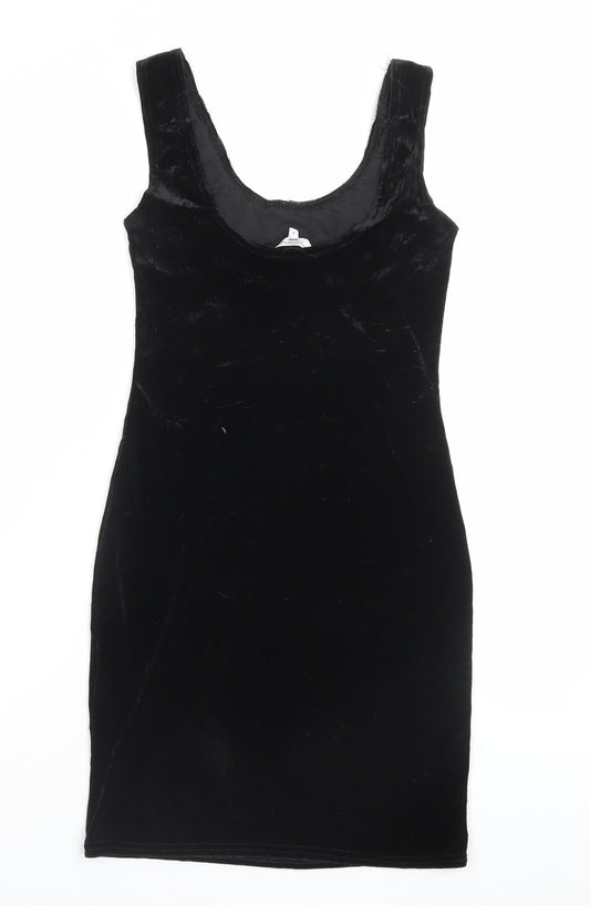 New Look Womens Black Polyester Bodycon Size 8 Scoop Neck Pullover