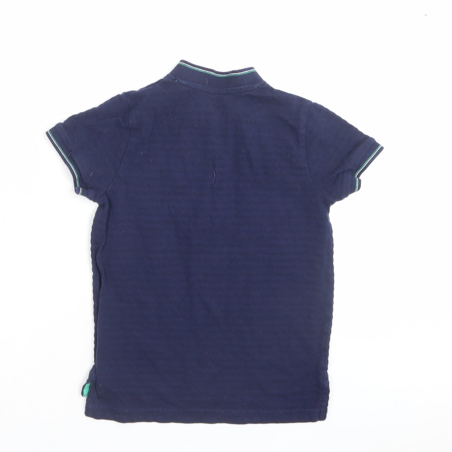 Nutmeg Boys Blue Cotton Basic T-Shirt Size 4-5 Years Henley Button - Pocket Detail