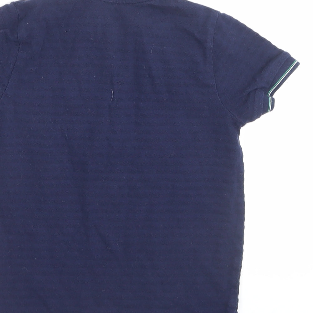 Nutmeg Boys Blue Cotton Basic T-Shirt Size 4-5 Years Henley Button - Pocket Detail