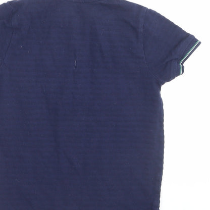 Nutmeg Boys Blue Cotton Basic T-Shirt Size 4-5 Years Henley Button - Pocket Detail