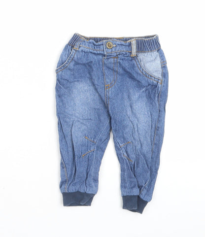 George Boys Blue Cotton Capri Jeans Size 6-9 Months Button