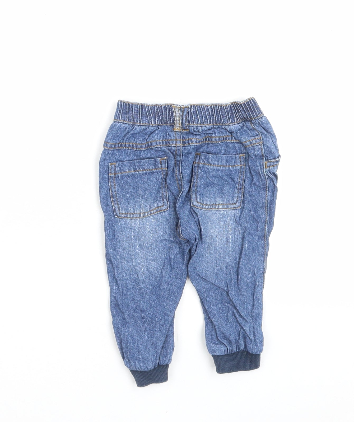 George Boys Blue Cotton Capri Jeans Size 6-9 Months Button