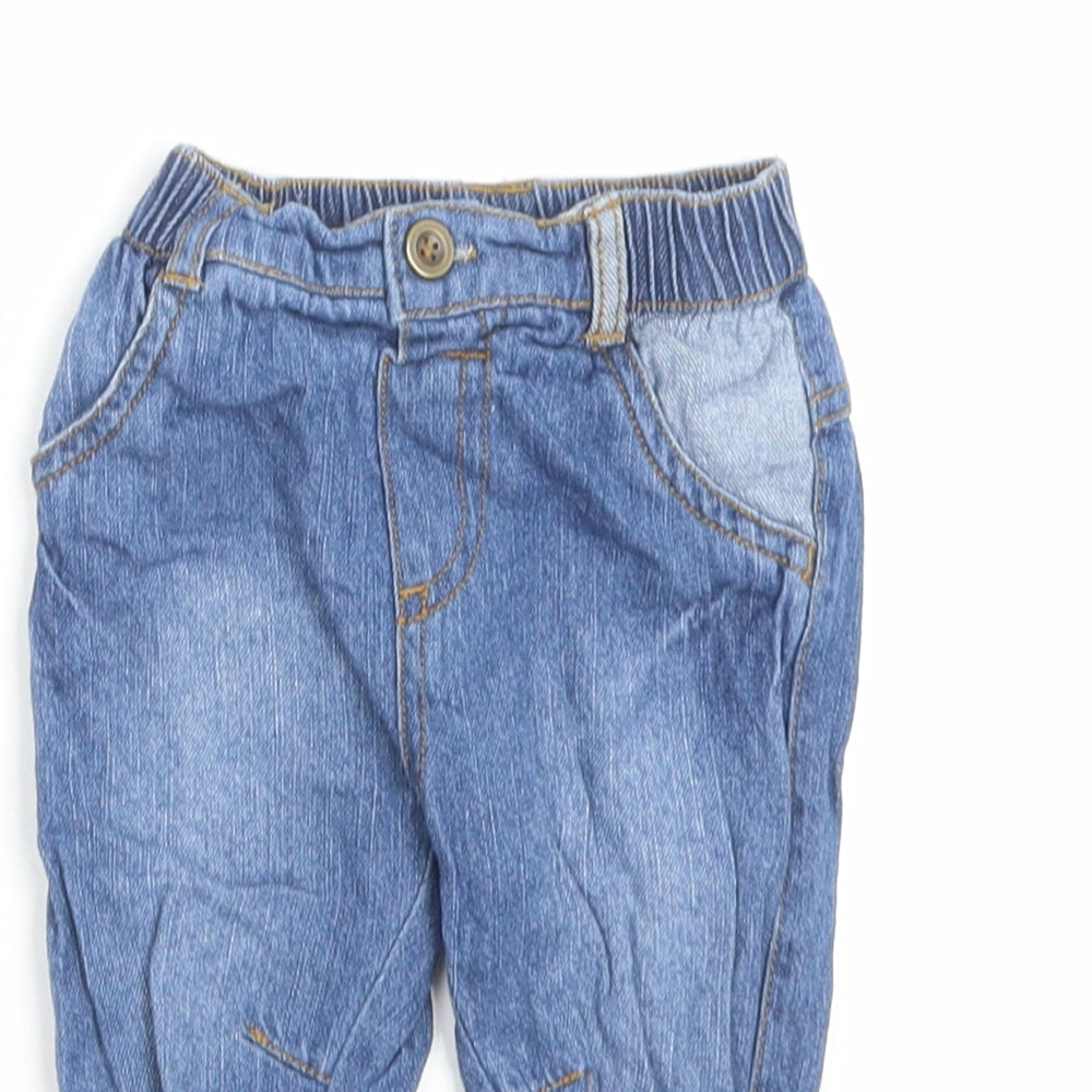 George Boys Blue Cotton Capri Jeans Size 6-9 Months Button