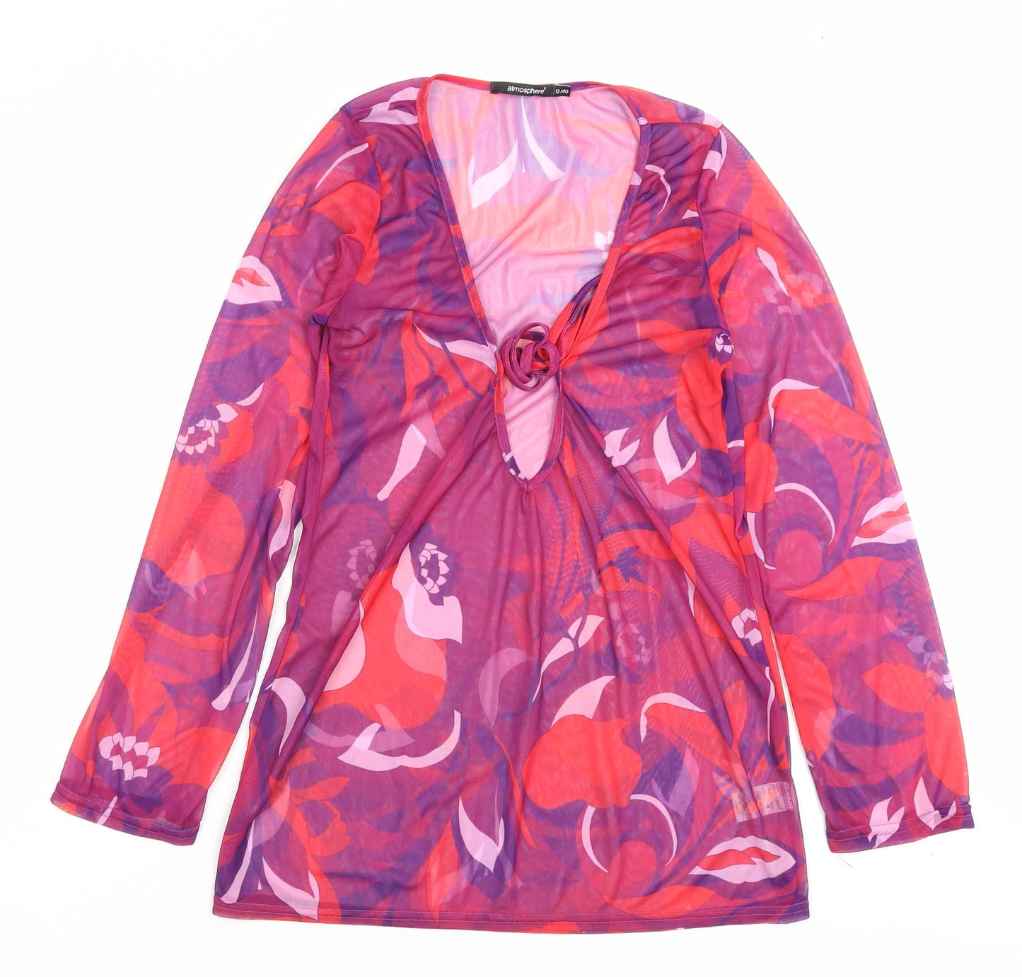 Atmosphere Womens Multicoloured Geometric Polyester Tunic Blouse Size 12 V-Neck