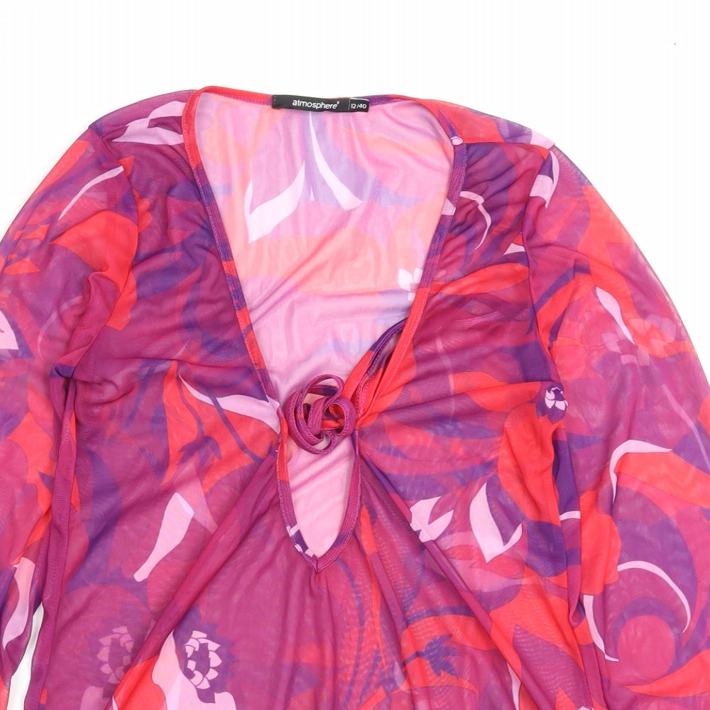 Atmosphere Womens Multicoloured Geometric Polyester Tunic Blouse Size 12 V-Neck