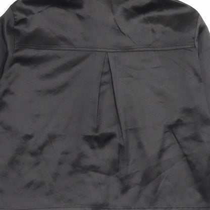 PRETTYLITTLETHING Womens Black Polyester Basic Button-Up Size XS Collared - Wet Look