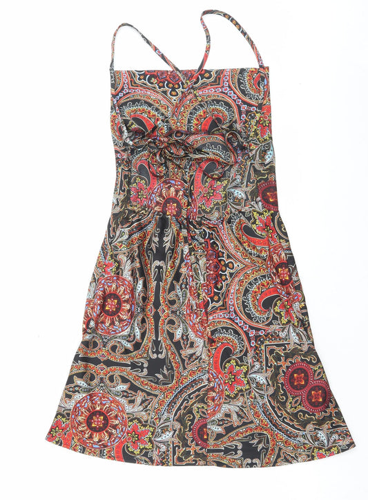 SheIn Womens Multicoloured Paisley Polyester A-Line Size S Square Neck Tie