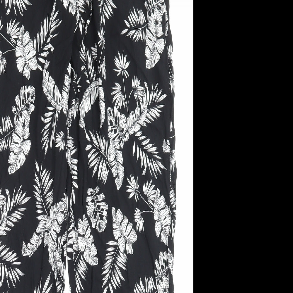 Avenue Womens Black Floral Viscose Trousers Size 8 L28 in Regular Drawstring