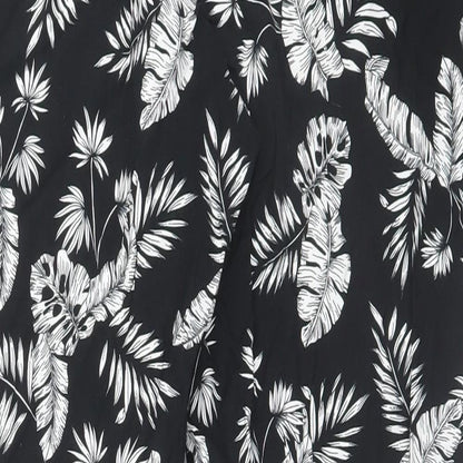 Avenue Womens Black Floral Viscose Trousers Size 8 L28 in Regular Drawstring