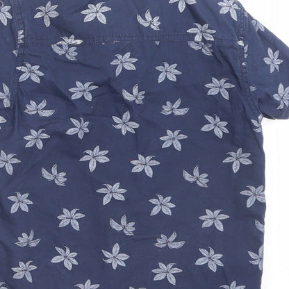 Outrage London Boys Blue Geometric Cotton Basic Button-Up Size 3-4 Years Collared Button - Leaf Pattern