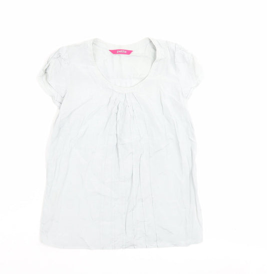 F&F Womens Blue Polyester Basic T-Shirt Size 6 Scoop Neck