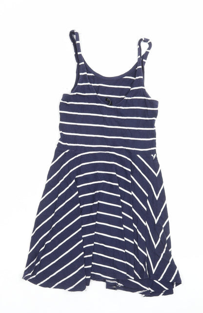H&M Womens Blue Striped Cotton A-Line Size 8 Scoop Neck Pullover