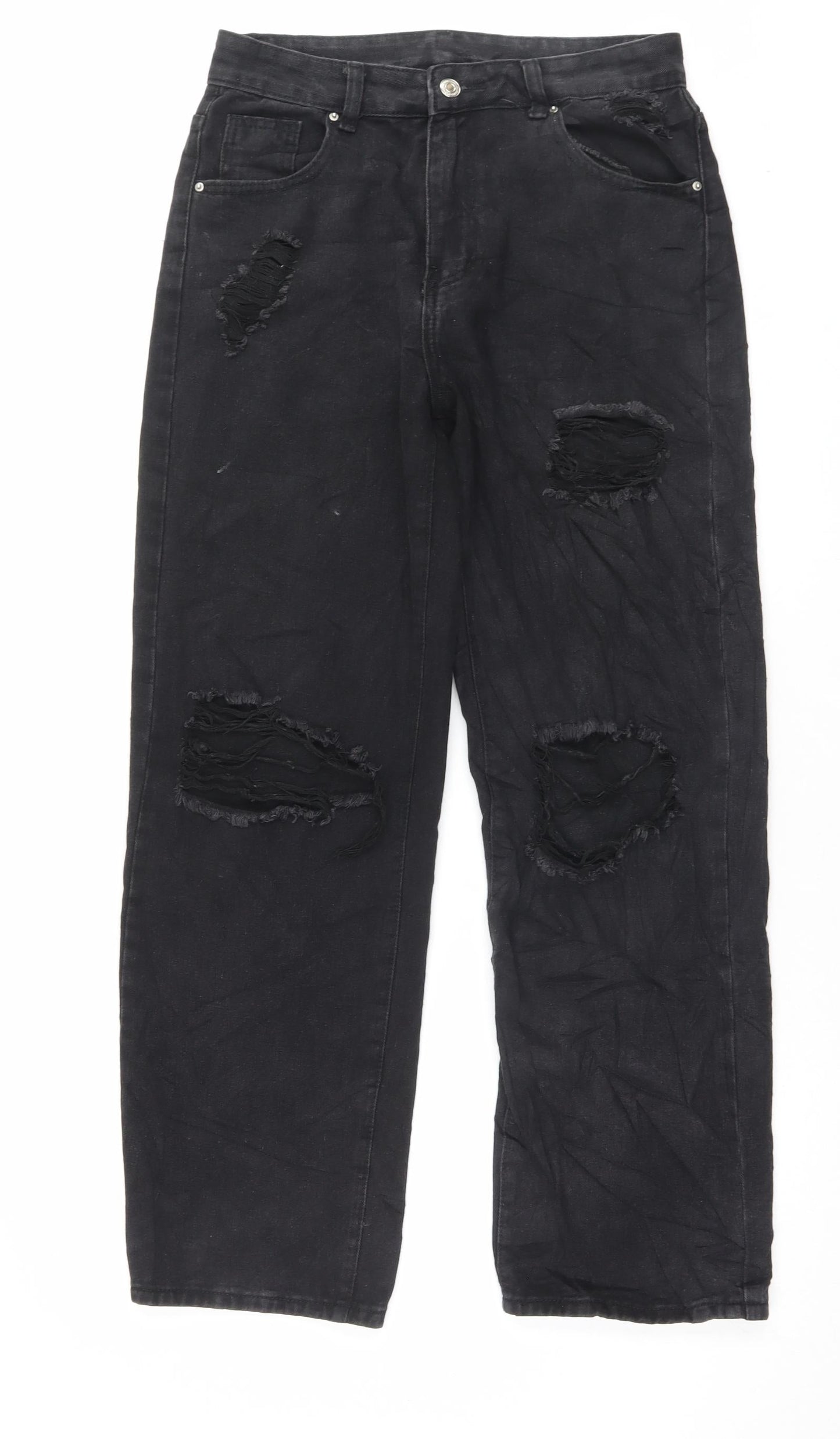 SheIn Womens Black Polyester Mom Jeans Size M L29 in Regular Button