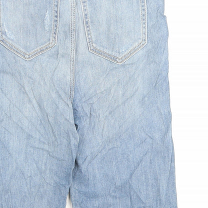 Marks and Spencer Womens Blue Cotton Bermuda Shorts Size 6 L10 in Regular Button - Distressed Shorts